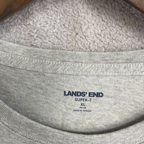 NWOT Lands' End Men's XL Gray Super-T Shirt 100% Cotton Short Sleeve Crewneck - Picture 6 of 8